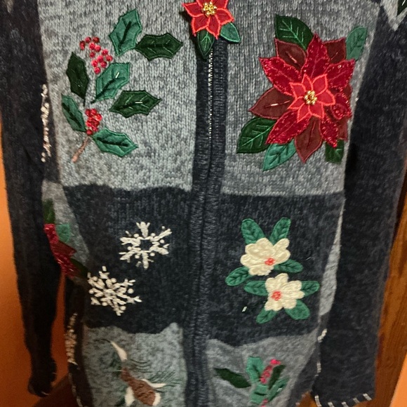 Vintage 90s Tiara International Zip down Christmas Cardigan - Picture 5 of 13
